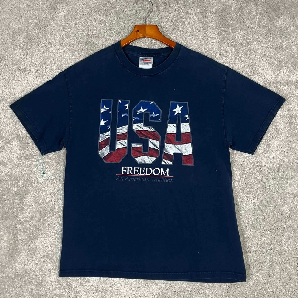 VTG Tennessee River USA Freedom American Tradition T-Shirt Navy Blue Large L